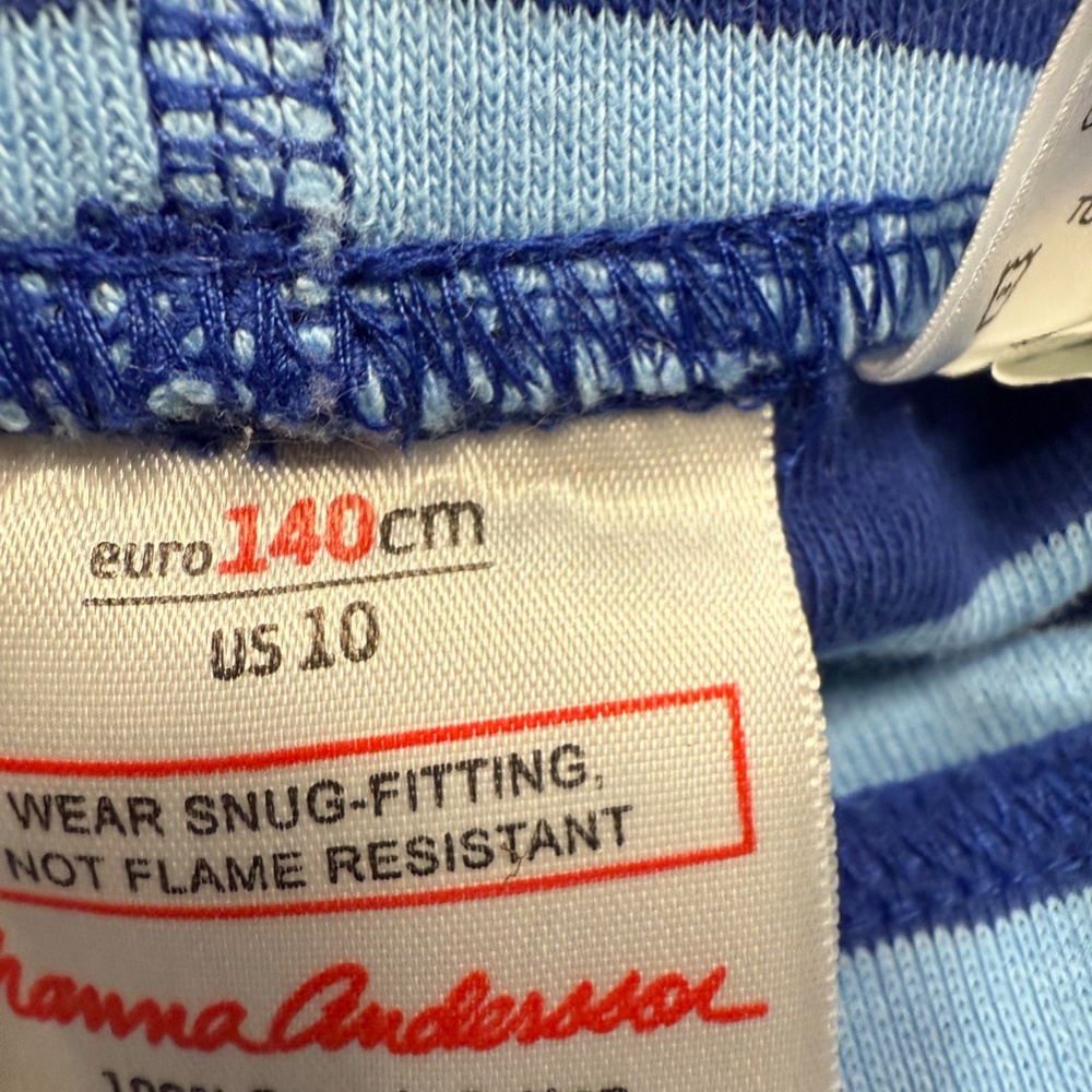 Hanna Andersson 2-Piece Long John Blue Striped Pajama Set, Organic Cotton, sz 10 - Picture 12 of 15